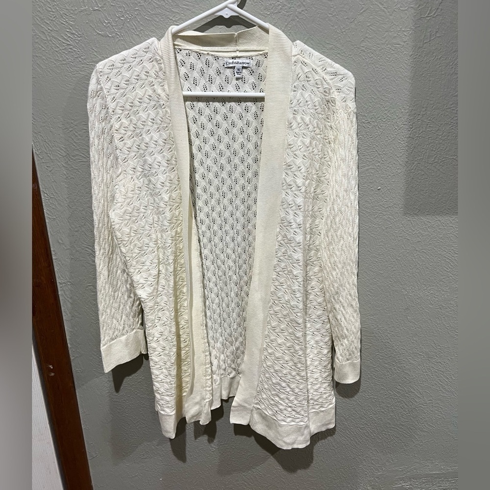 Croft & Barrow Cream Textured Cardigan in Perfect EUC XL Cotton Blend Year Round